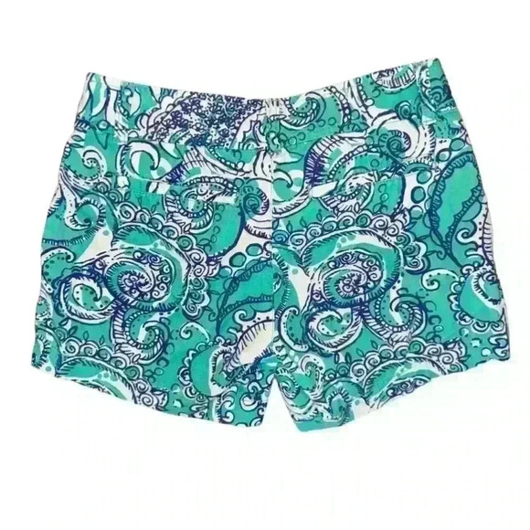 Women's Lilly Pulitzer Callahan Shorts, Size 00, Green & Green-Sea and be seen - Picture 2 of 4